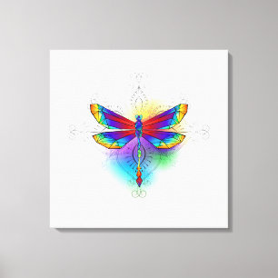 Rainbow Polygonal Dragonfly Leinwanddruck