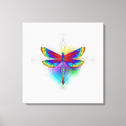 Rainbow Polygonal Dragonfly Leinwanddruck (Vorderseite)