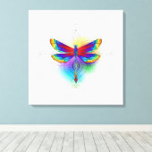 Rainbow Polygonal Dragonfly Leinwanddruck (Insitu (Holzboden))