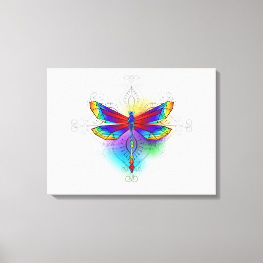 Rainbow Polygonal Dragonfly Leinwanddruck (Vorderseite)