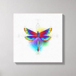 Rainbow Polygonal Dragonfly Leinwanddruck