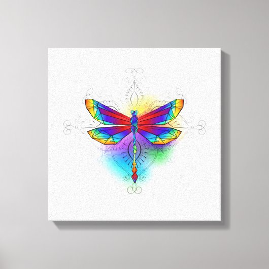 Rainbow Polygonal Dragonfly Leinwanddruck (Vorderseite)