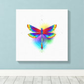 Rainbow Polygonal Dragonfly Leinwanddruck (Insitu (Holzboden))