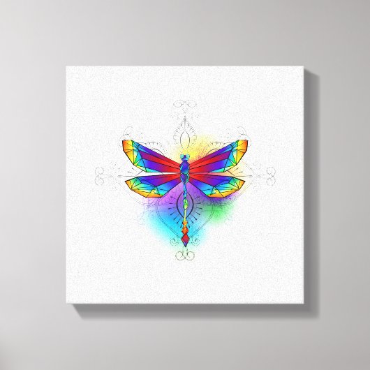 Rainbow Polygonal Dragonfly Leinwanddruck (Vorderseite)
