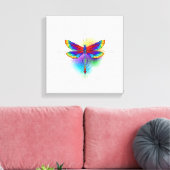 Rainbow Polygonal Dragonfly Leinwanddruck (Insitu (Wohnzimmer))