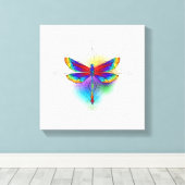 Rainbow Polygonal Dragonfly Leinwanddruck (Insitu (Holzboden))