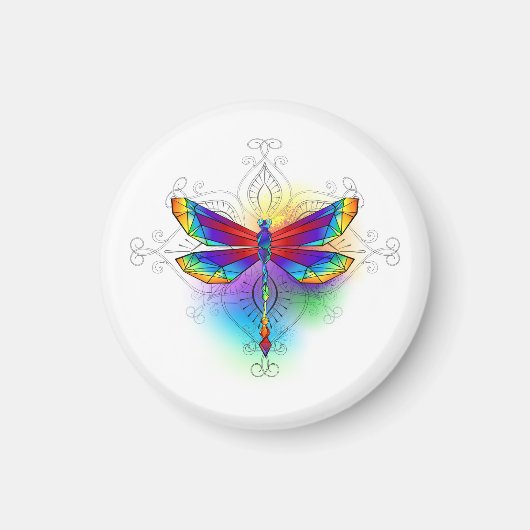 Rainbow Polygonal Dragonfly Magnet (Vorne)