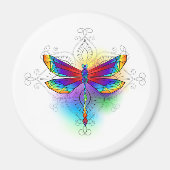 Rainbow Polygonal Dragonfly Magnet (Vorne)