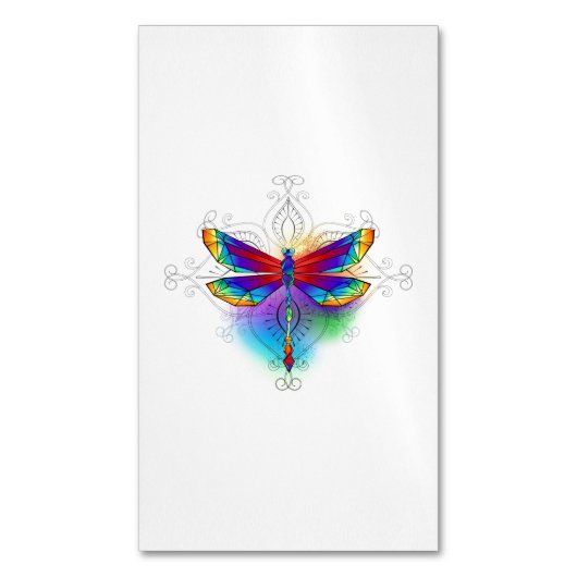 Rainbow Polygonal Dragonfly Magnetische Visitenkarte (Vorderseite Vertikal)