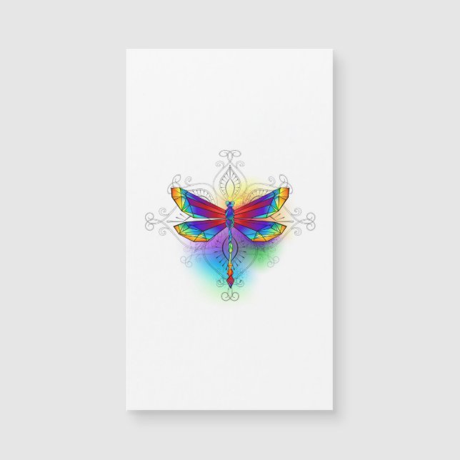 Rainbow Polygonal Dragonfly Magnetkarte (Vorderseite)