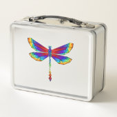Rainbow Polygonal Dragonfly Metall Brotdose (Rückseite)