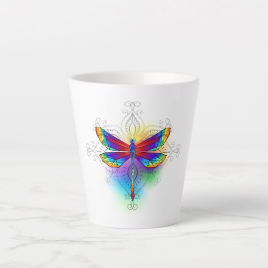 Rainbow Polygonal Dragonfly Milchtasse (Vorderseite)
