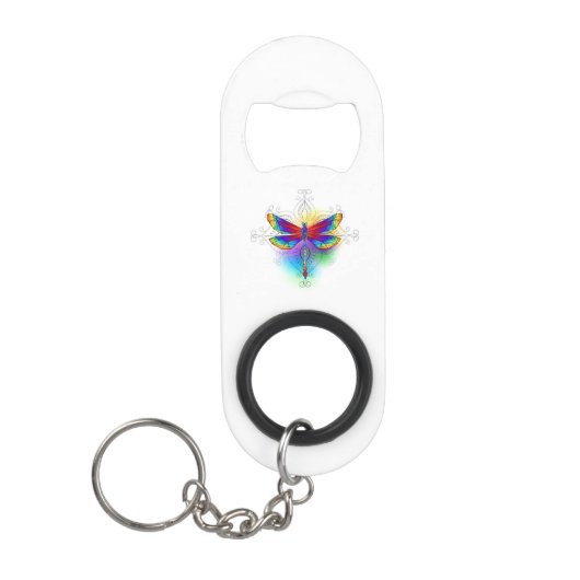 Rainbow Polygonal Dragonfly Mini Flaschenöffner (Vorderseite)