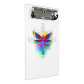 Rainbow Polygonal Dragonfly Mini Klemmbrett (Schrägansicht)
