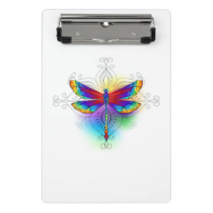 Rainbow Polygonal Dragonfly Mini Klemmbrett