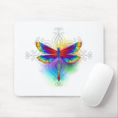 Rainbow Polygonal Dragonfly Mousepad (Mit Mouse)