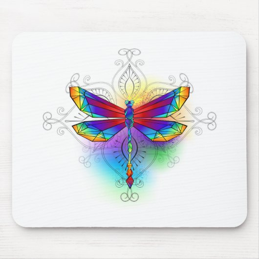 Rainbow Polygonal Dragonfly Mousepad (Vorne)