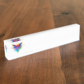 Rainbow Polygonal Dragonfly Namensplakette (Seite)