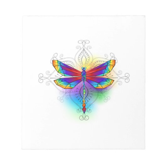 Rainbow Polygonal Dragonfly Notizblock (Vorderseite)