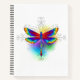 Rainbow Polygonal Dragonfly Notizblock