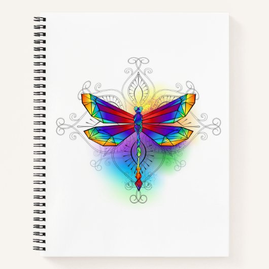 Rainbow Polygonal Dragonfly Notizblock (Vorderseite)