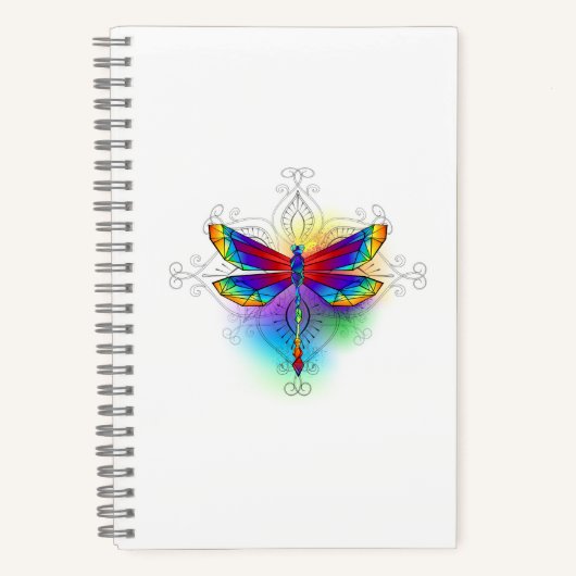 Rainbow Polygonal Dragonfly Notizblock (Vorderseite)