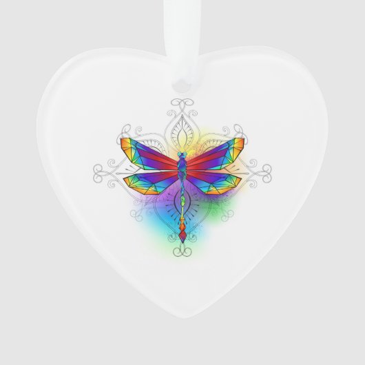 Rainbow Polygonal Dragonfly Ornament (Vorderseite)