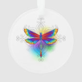 Rainbow Polygonal Dragonfly Ornament (Rückseite)