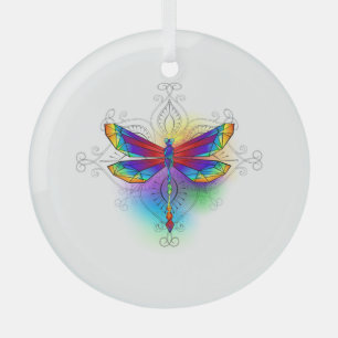 Rainbow Polygonal Dragonfly Ornament Aus Glas
