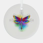 Rainbow Polygonal Dragonfly Ornament Aus Glas (Rückseite)