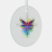 Rainbow Polygonal Dragonfly Ornament Aus Glas (Vorderseite Rechts)