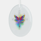 Rainbow Polygonal Dragonfly Ornament Aus Glas (Vorderseite links)
