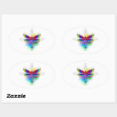 Rainbow Polygonal Dragonfly Ovaler Aufkleber (Blatt)