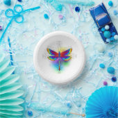 Rainbow Polygonal Dragonfly Pappteller (Party)