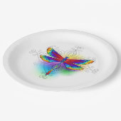 Rainbow Polygonal Dragonfly Pappteller (Schrägansicht)