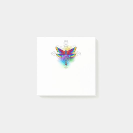 Rainbow Polygonal Dragonfly Post-it Klebezettel (Vorderseite)