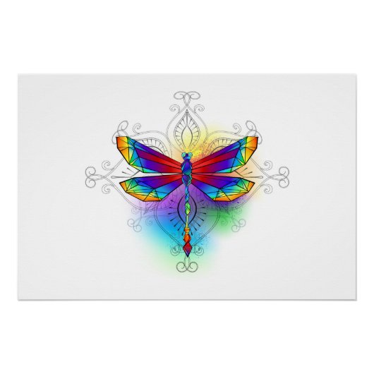 Rainbow Polygonal Dragonfly Poster (Vorderseite)