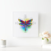 Rainbow Polygonal Dragonfly Quadratische Wanduhr (Zuhause)