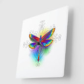 Rainbow Polygonal Dragonfly Quadratische Wanduhr (Winkel)