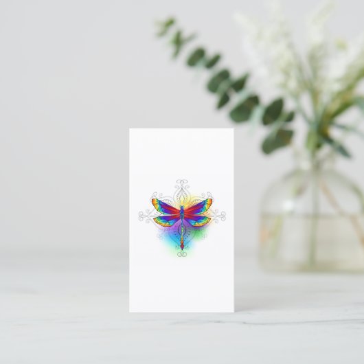 Rainbow Polygonal Dragonfly Rabattkarte (Stehend Vorderseite)