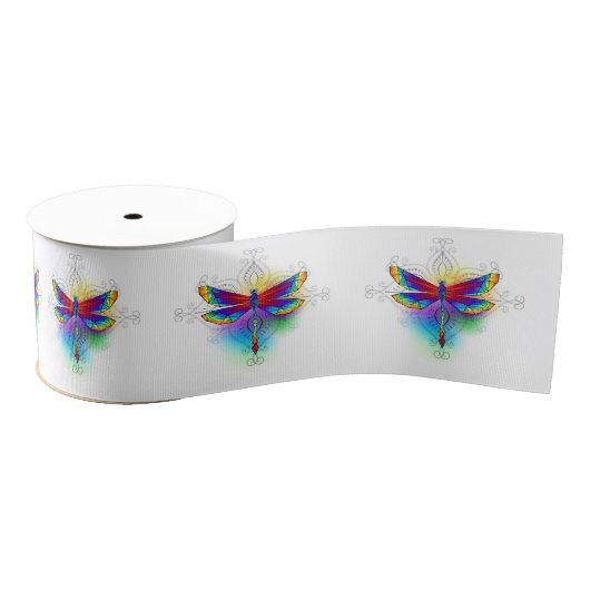 Rainbow Polygonal Dragonfly Ripsband (Spule)