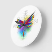 Rainbow Polygonal Dragonfly Runde Wanduhr (Winkel)