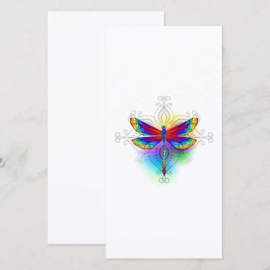 Rainbow Polygonal Dragonfly Save The Date (Vorne/Hinten)