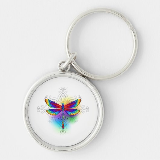 Rainbow Polygonal Dragonfly Schlüsselanhänger (Vorne)