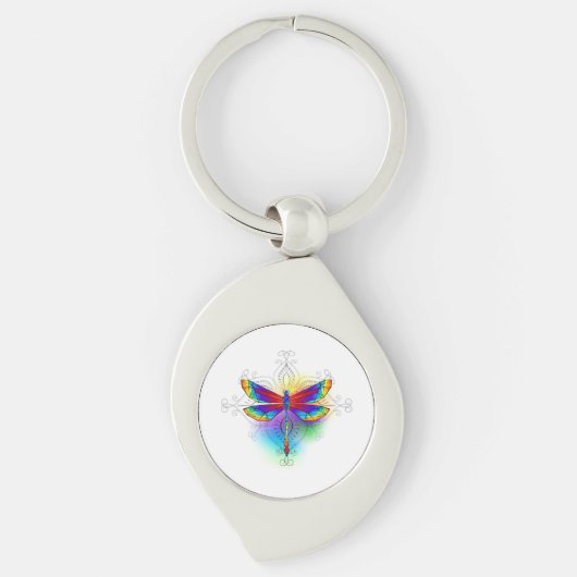 Rainbow Polygonal Dragonfly Schlüsselanhänger (Vorderseite)