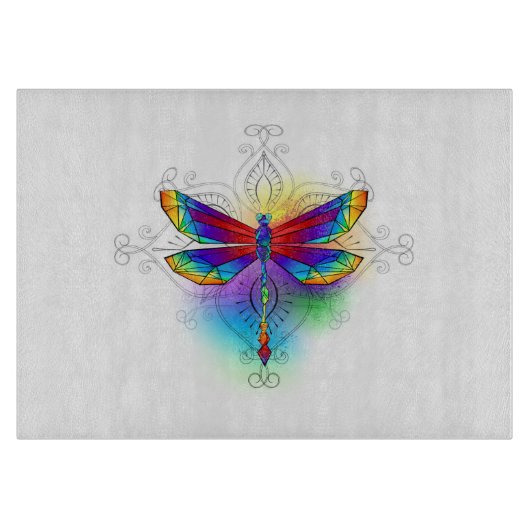 Rainbow Polygonal Dragonfly Schneidebrett (Vorderseite)