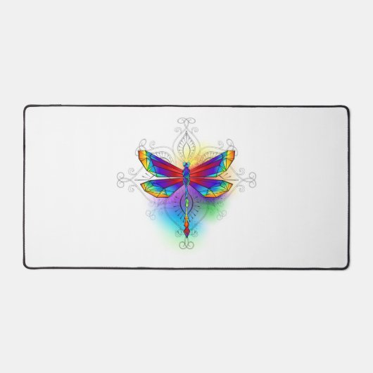 Rainbow Polygonal Dragonfly Schreibtischunterlage (Vorderseite)