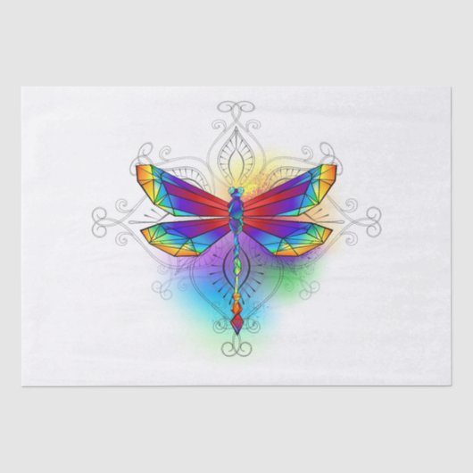 Rainbow Polygonal Dragonfly Seidenpapier (Vorderseite)