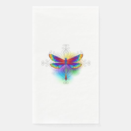 Rainbow Polygonal Dragonfly Serviette (Vorderseite)