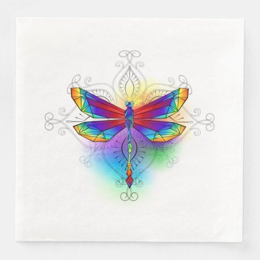 Rainbow Polygonal Dragonfly Serviette (Vorderseite)